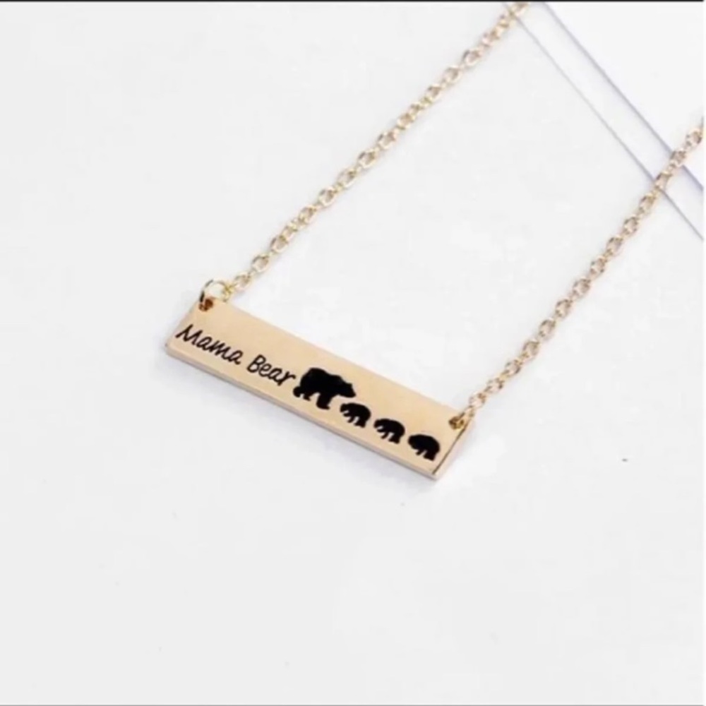 NWT Gold Plated Mama Bear 3 Cubs Mom of 3 Babies Necklace
